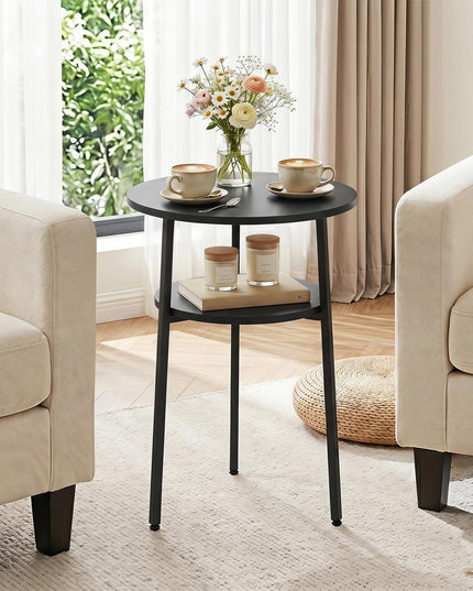 Giantex 2-Tier Round Side Table w/Metal Frame (1/2)