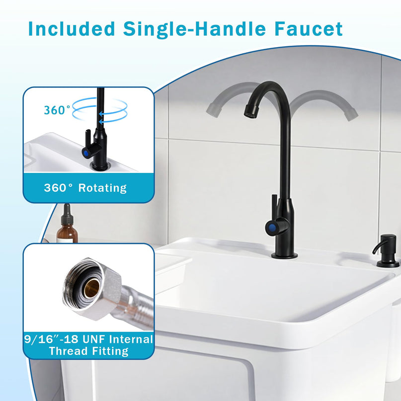 Freestanding Utility Sink with Faucet & Drain Kit