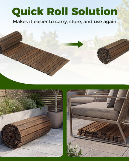Giantex 12 FT Wooden Garden Pathway with Non-Slip Surface (1/2)