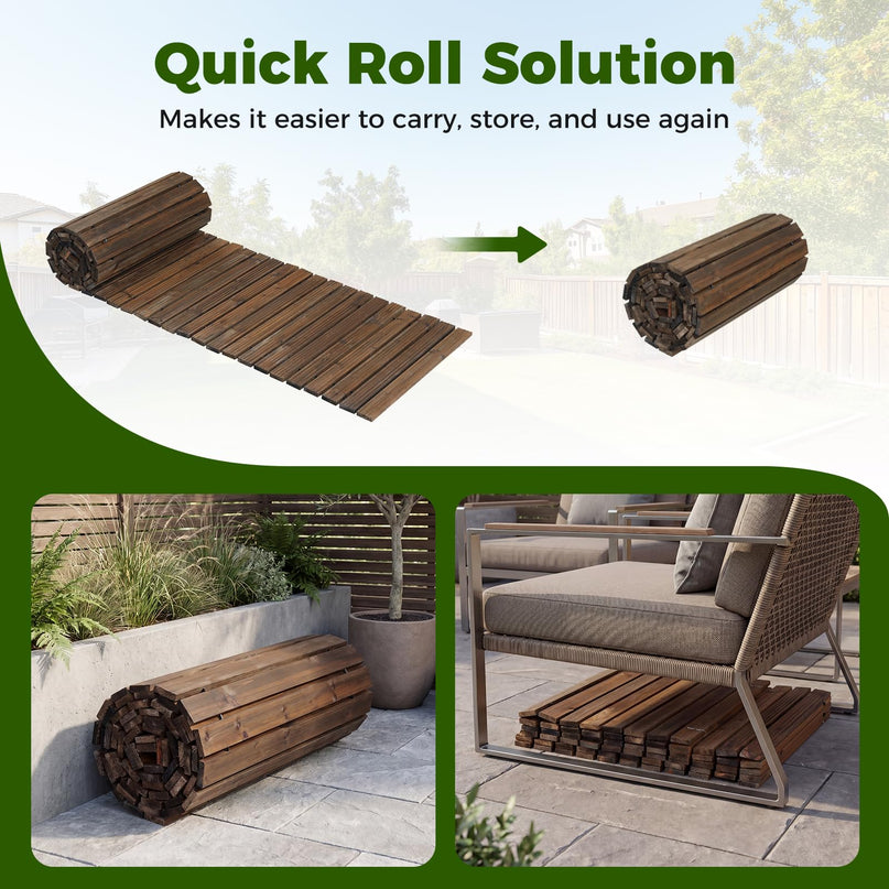 Giantex 12 FT Wooden Garden Pathway with Non-Slip Surface (1/2)