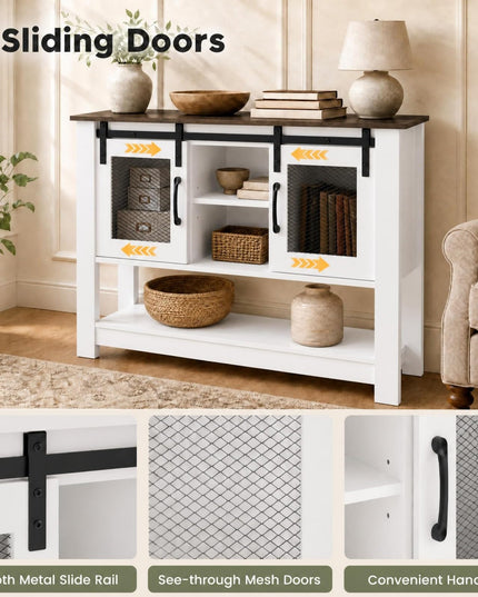 GIANTEX 40" Farmhouse Sideboard Buffet w/Sliding Barn Doors