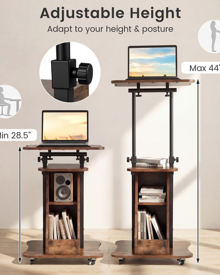 Giantex Sit-to-Stand Mobile Podium Stand Height Adjustable Rolling Lectern Desk