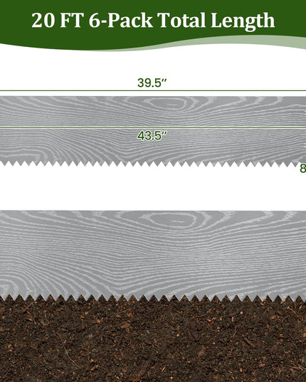 Giantex 6 Pack Galvanized Steel Landscape Edging No Dig Hammer-in Strips with Gloves