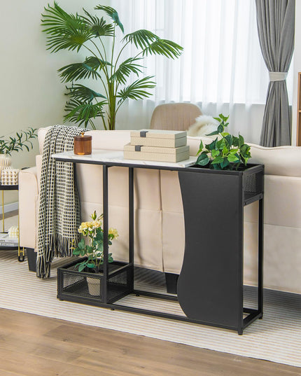 Giantex 43.5" Console Table for Entryway - Modern Entry Table with Faux Marble Top