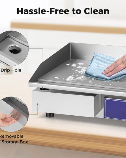 Giantex Commercial Electric Griddle 22" - 110V 2000W Countertop Griddle with Cast Iron Griddle Plate & Stainless Steel Frame