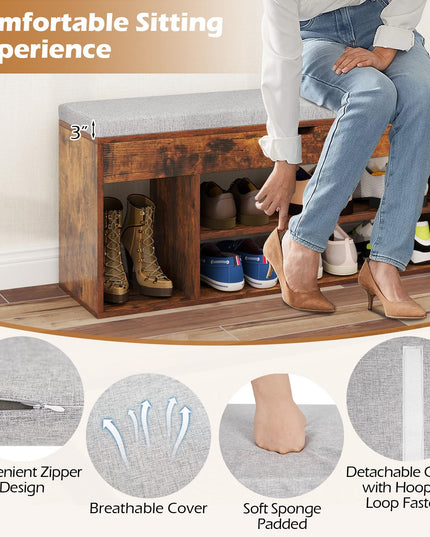 Giantex 31 Inches Shoe Storage Bench for Entryway