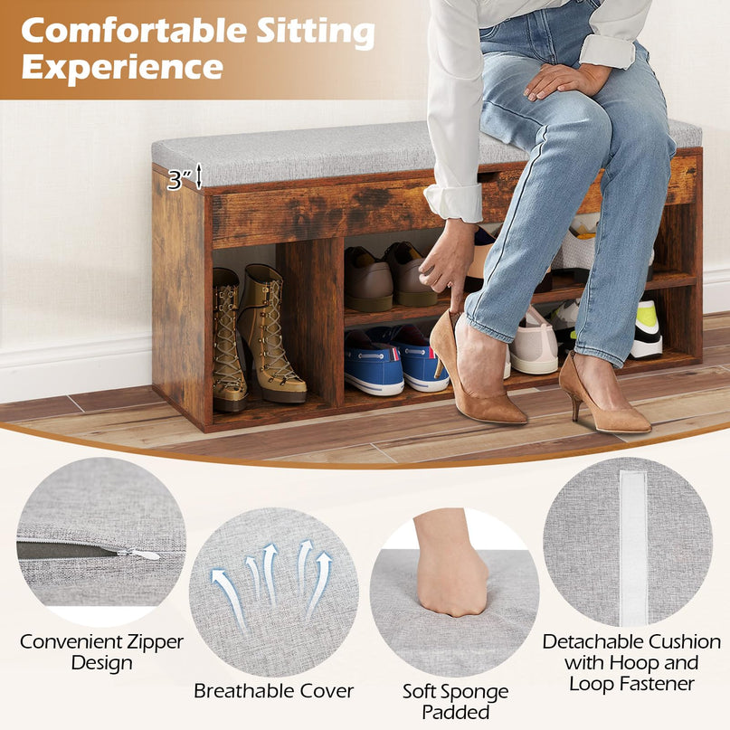 Giantex 31 Inches Shoe Storage Bench for Entryway