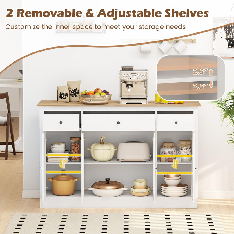 Giantex 55" Large Buffet Sideboard with 3 Drawers for Dining Room