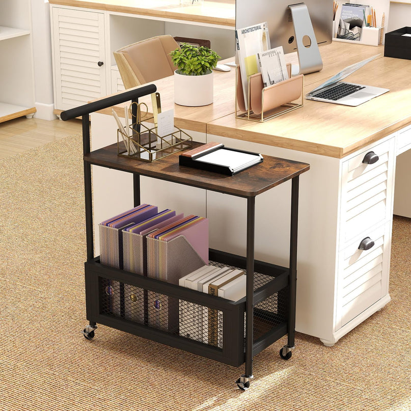 Table d'appoint roulante Giantex avec poignée, table de canapé à 2 niveaux