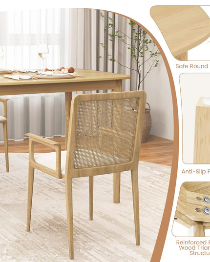 Giantex 48" L Rectangular Wooden Dining Table, Solid Rubber Wood Kitchen Table (Natural)