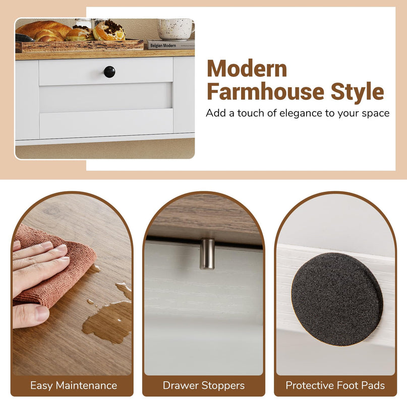 Giantex 42" Farmhouse Console Table with 2 Drawers