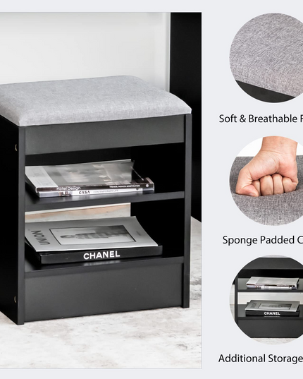 CHARMAID Vanity Table Set with Lighted Mirror, 8 Bulbs, Large Drawer