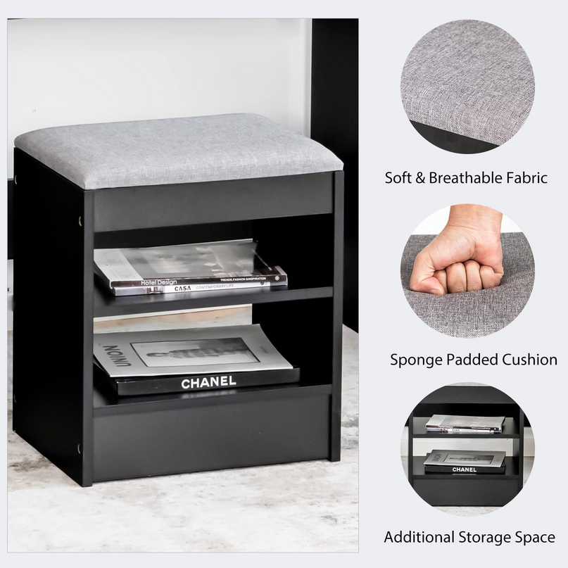 CHARMAID Vanity Table Set with Lighted Mirror, 8 Bulbs, Large Drawer