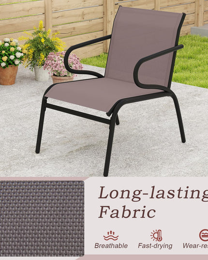 Giantex All Weather Patio Chairs with Ergonomic Backrests & Armrests