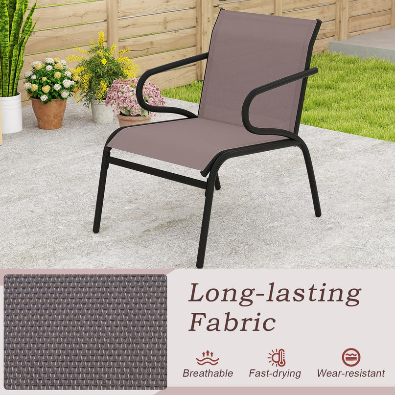 Giantex All Weather Patio Chairs with Ergonomic Backrests & Armrests