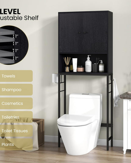 Giantex Over The Toilet Storage Cabinet - Toilet Shelf Rack with Anti-Tip Device
