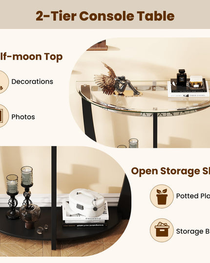 Giantex 2 Tier Glass Console Table for Living Room