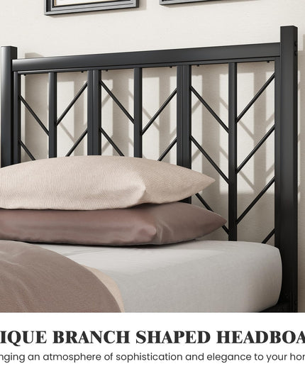 Giantex Bed Frames with Vintage Headboard, Metal Mattress Foundation for Storage