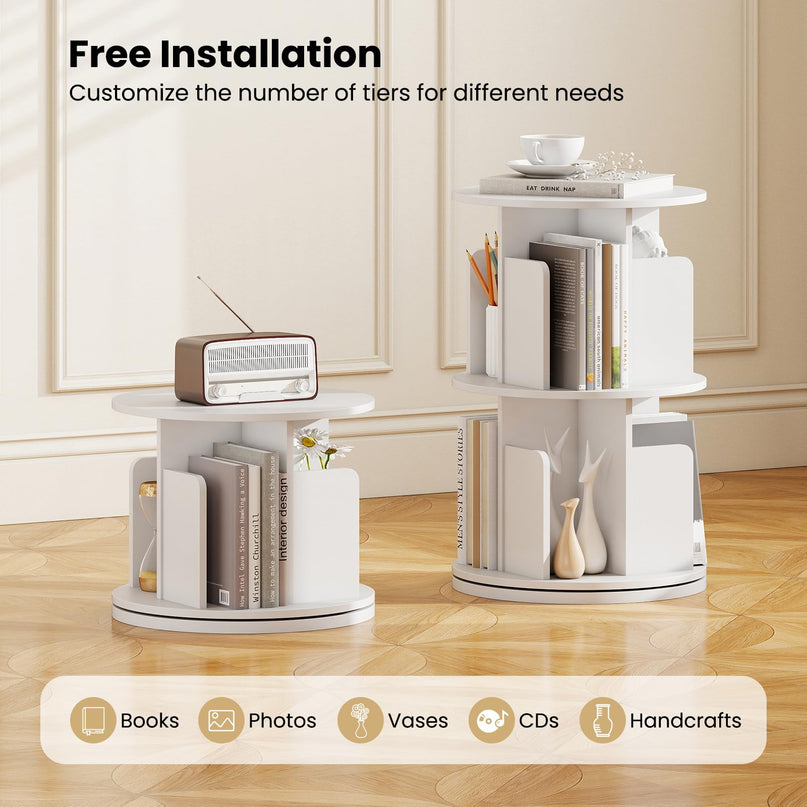 Giantex 3 Tier Rotating Bookshelf for Living Room Bedroom