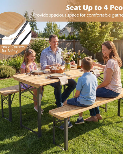Giantex 3-Piece Folding Picnic Table with Benches Set for 4 (47")