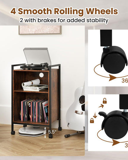Giantex Record Player Stand with Charging Station