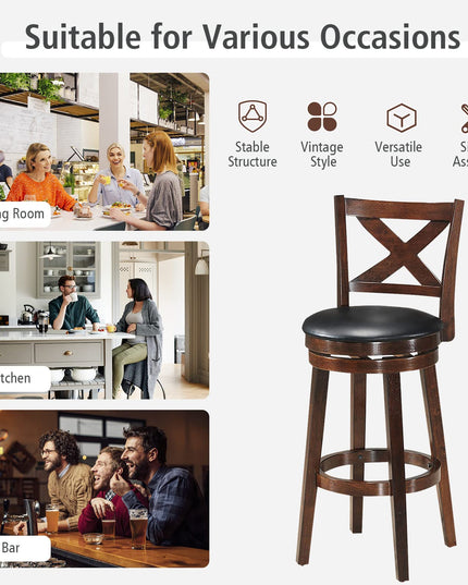 Counter Height Dining Chair, Fabric Upholstered 360 Degree Swivel, PVC Cushioned Seat, Perfect for Dining and Living Room