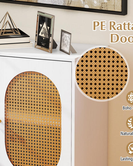 Giantex Small PE Rattan Buffet Cabinet with Storage for Kitchen