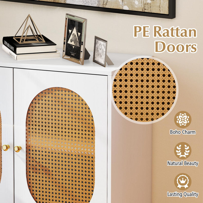 Giantex Small PE Rattan Buffet Cabinet with Storage for Kitchen