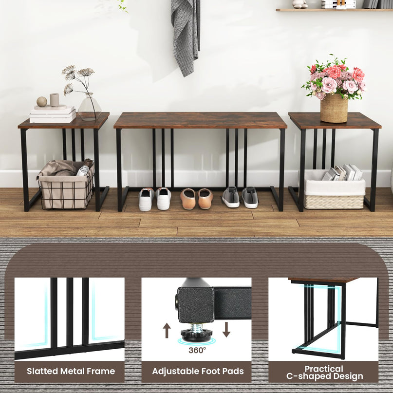 Giantex Dining Table Set for 4 Industrial Kitchen Table 2 Chairs Stool & Bench