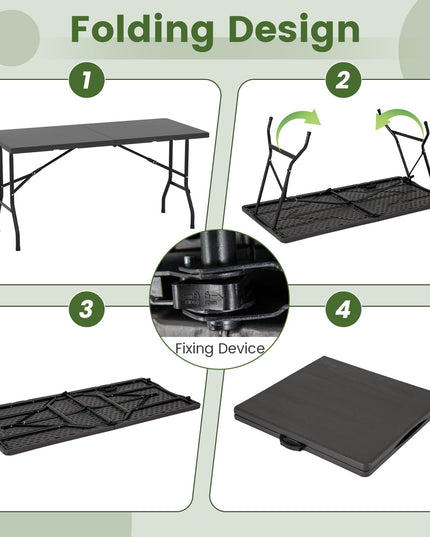 Giantex 5 FT Folding Table, HDPE Foldable Dining Table for 6