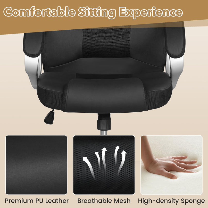 Fauteuil de bureau ergonomique Giantex en maille avec accoudoirs rembourrés et dossier inclinable