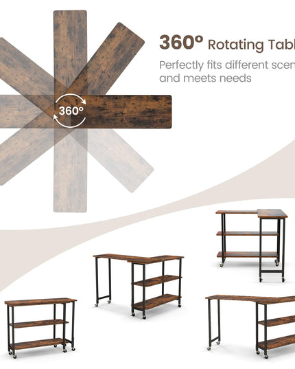 Giantex 360° Free Rotating Sofa Side Table