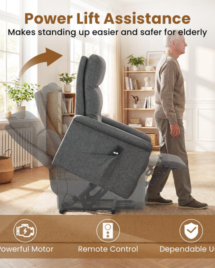 Giantex Power Lift Recliner Chair for Elderly | Electric Recliner Sofa w/Remote Control & Side Storage Pocket
