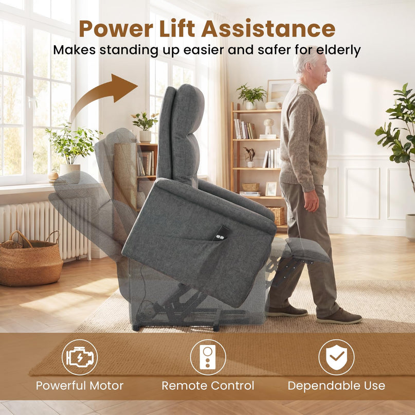 Giantex Power Lift Recliner Chair for Elderly | Electric Recliner Sofa w/Remote Control & Side Storage Pocket