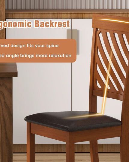 Giantex Dining Chair, Faux Leather Upholstered Kitchen Chairs w/Rubber Wood Legs & Ergonomic Back
