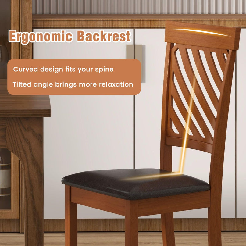 Giantex Dining Chair, Faux Leather Upholstered Kitchen Chairs w/Rubber Wood Legs & Ergonomic Back