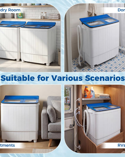 Giantex Portable Washing Machine 18LBS Twin Tub Mini Compact Laundry Washer