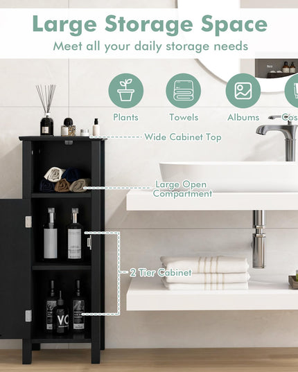 Giantex Narrow Bathroom Storage Cabinet - Corner Unit with Open Compartment, Adjustable Shelf
