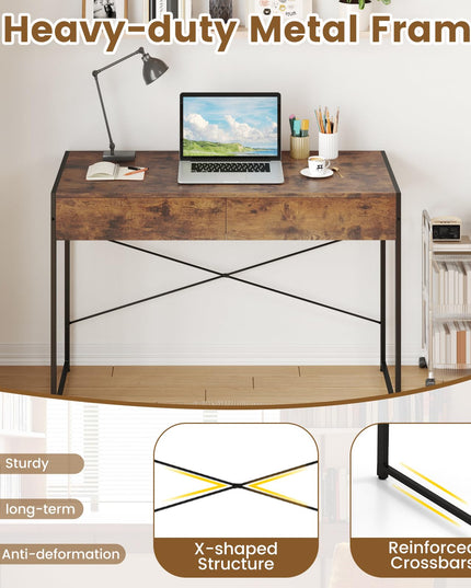 Giantex 44 Inch Home Office Desk with Anti-Toppling Device & Metal Frame