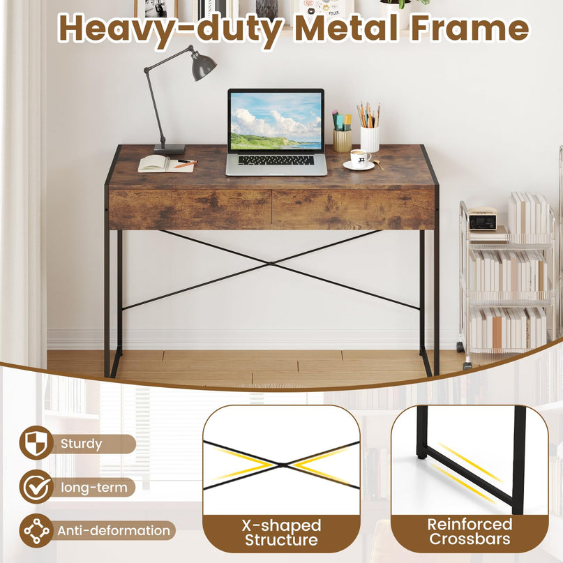Giantex 44 Inch Home Office Desk with Anti-Toppling Device & Metal Frame