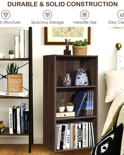 3 Shelf Bookcase Book Shelves Open Storage Cabinet