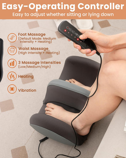 Giantex Foot Massager, Calf Massager with Heat, 3 Massage Intensity, Vibration, Detachable Middle Sponge