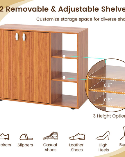 Giantex Wood Shoe Cabinet with Doors for Entryway