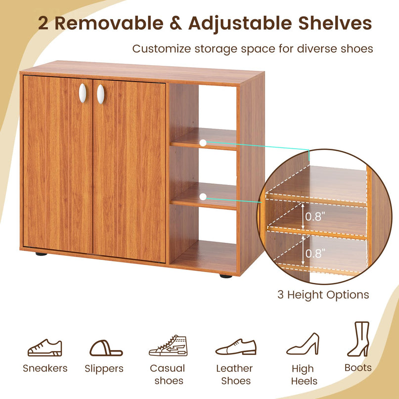 Giantex Wood Shoe Cabinet with Doors for Entryway