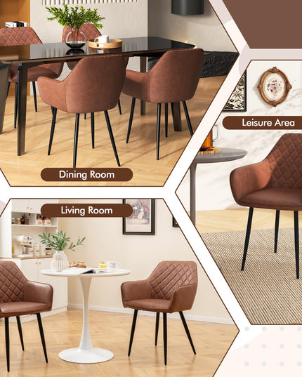 Giantex Mid Century Modern Dining Chairs Set of 2/4, Upholstered Accent Chairs w/Curved Backrest, Wide Seat & Armrests