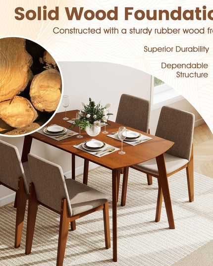 Giantex Dining Table Set for 4 | Rectangular Kitchen Table and Chairs Set w/Rubber Wood Frame