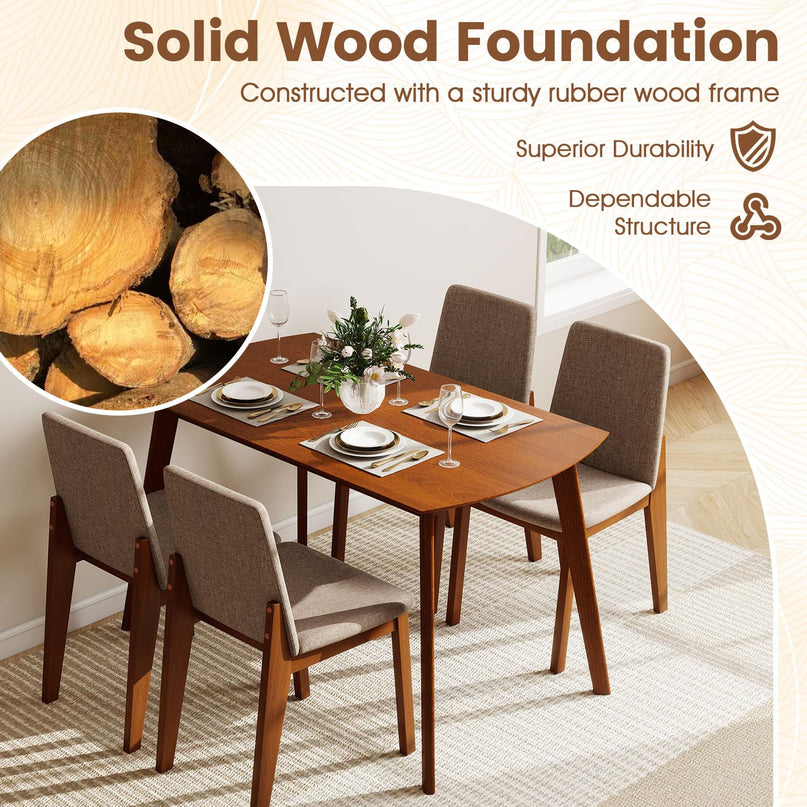Giantex Dining Table Set for 4 | Rectangular Kitchen Table and Chairs Set w/Rubber Wood Frame