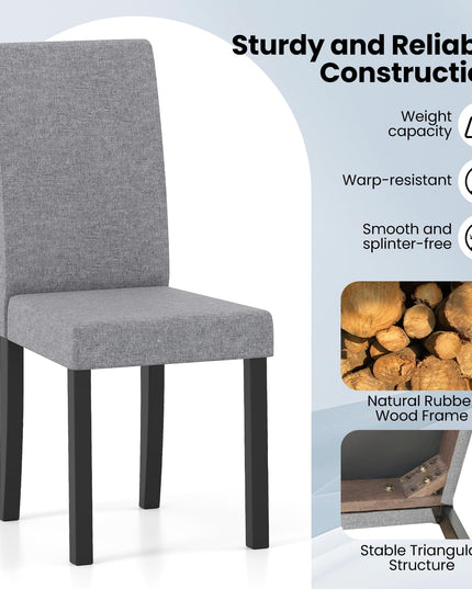 Giantex Upholstered Dining Chair Set of 2/4 with Rubber Wood Legs