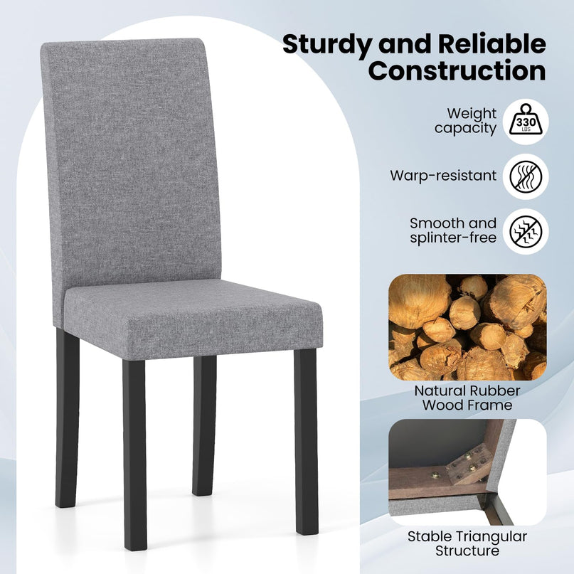 Giantex Upholstered Dining Chair Set of 2/4 with Rubber Wood Legs