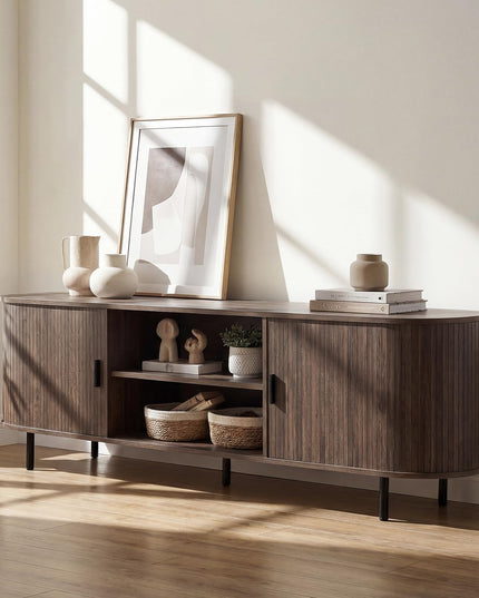 Giantex Fluted TV Stand for 80" TVs for Living Room